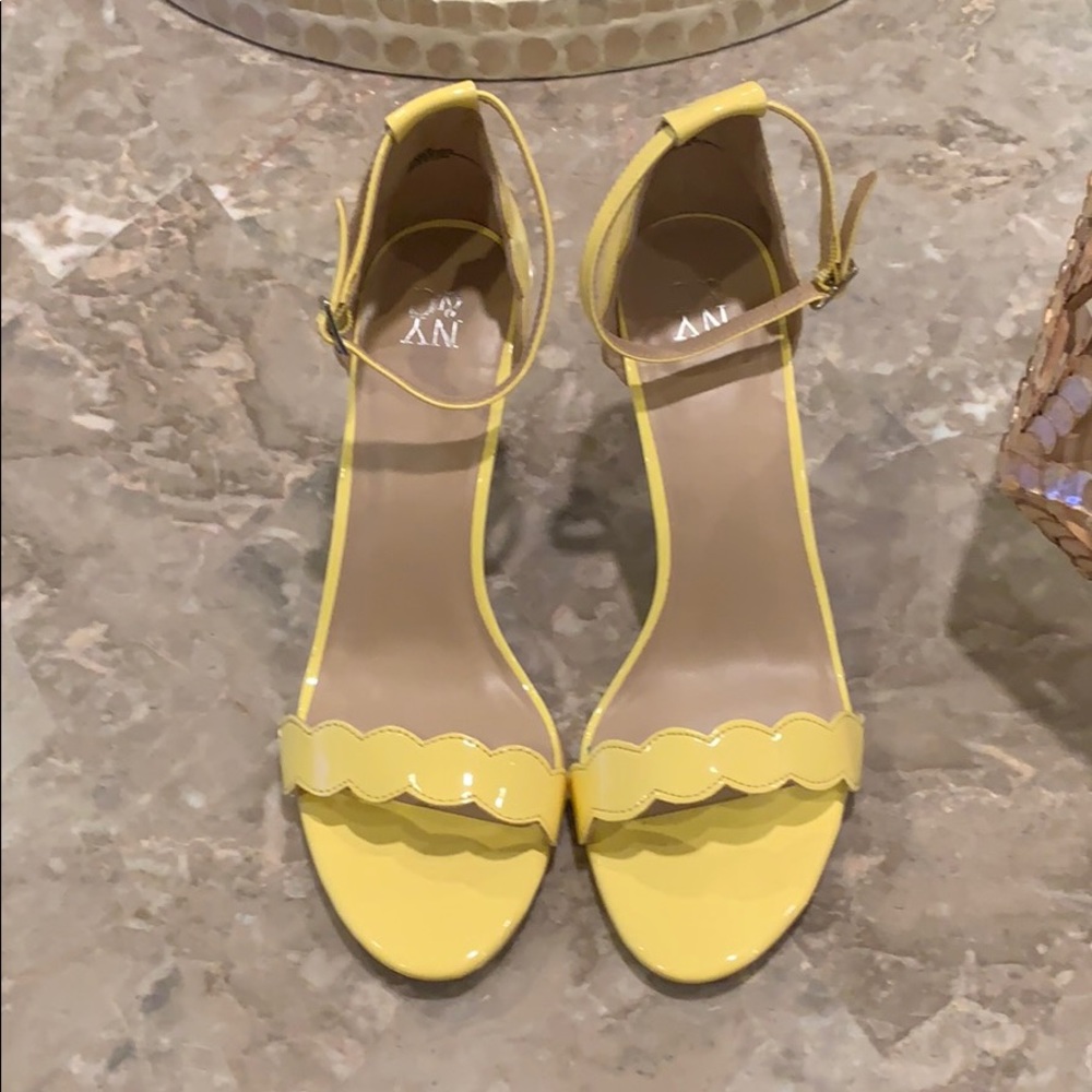 NWOT NY and Co. yellow ankle strap sandals.